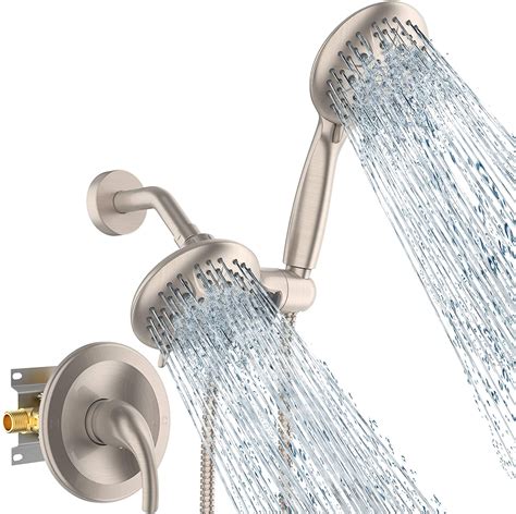 brushed nickel rain shower heads|handheld shower head brushed nickel.